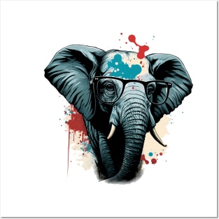 Cool Elephant wearing glasses Posters and Art